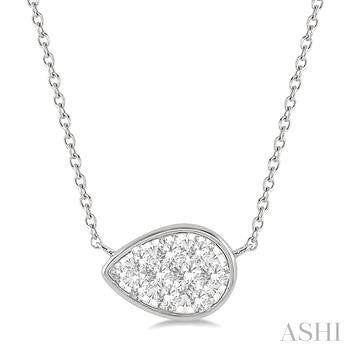 14k White Gold Pear Diamond Pendant
