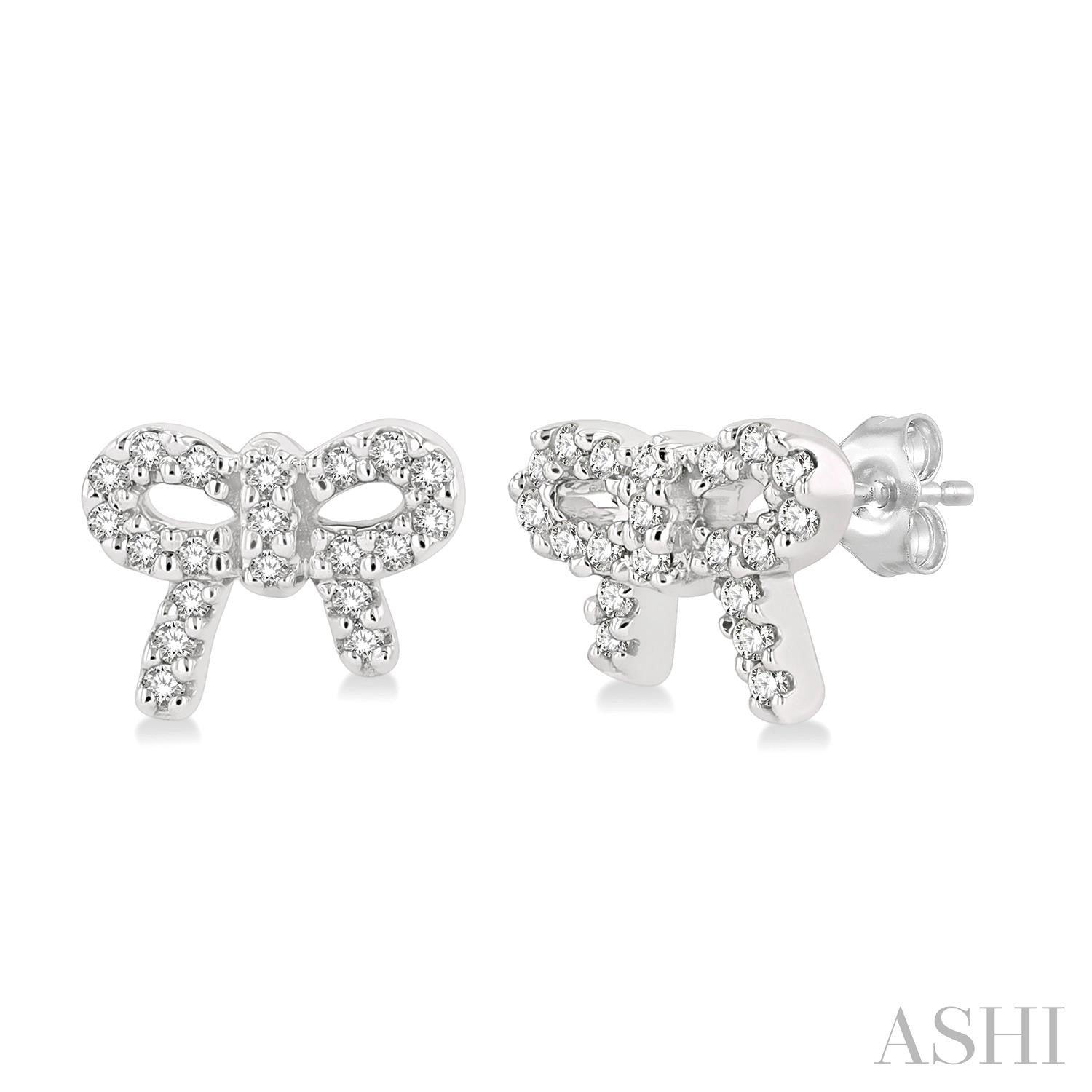10K White Gold Bow Earrings