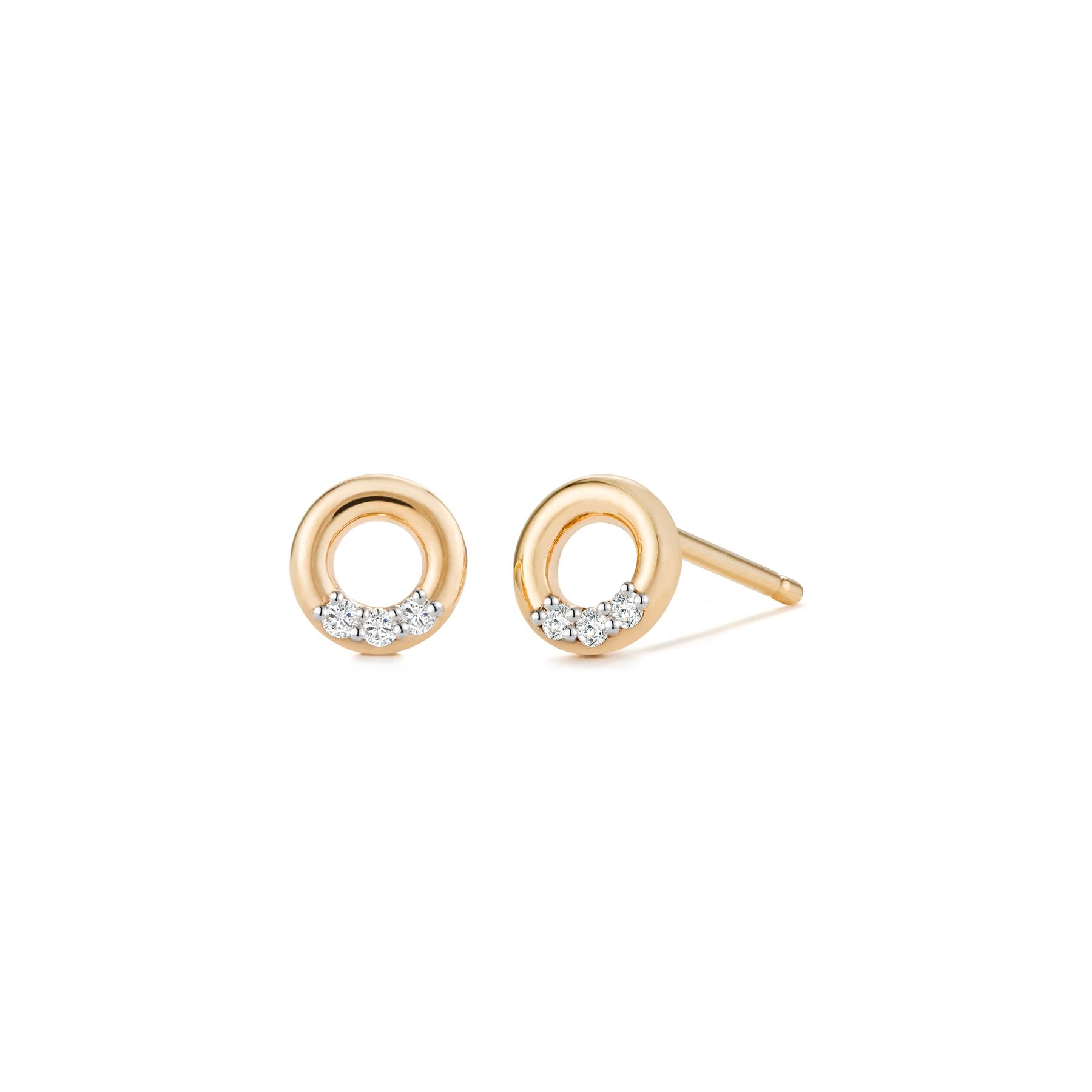 14K Yellow Gold Button Diamond Earrings