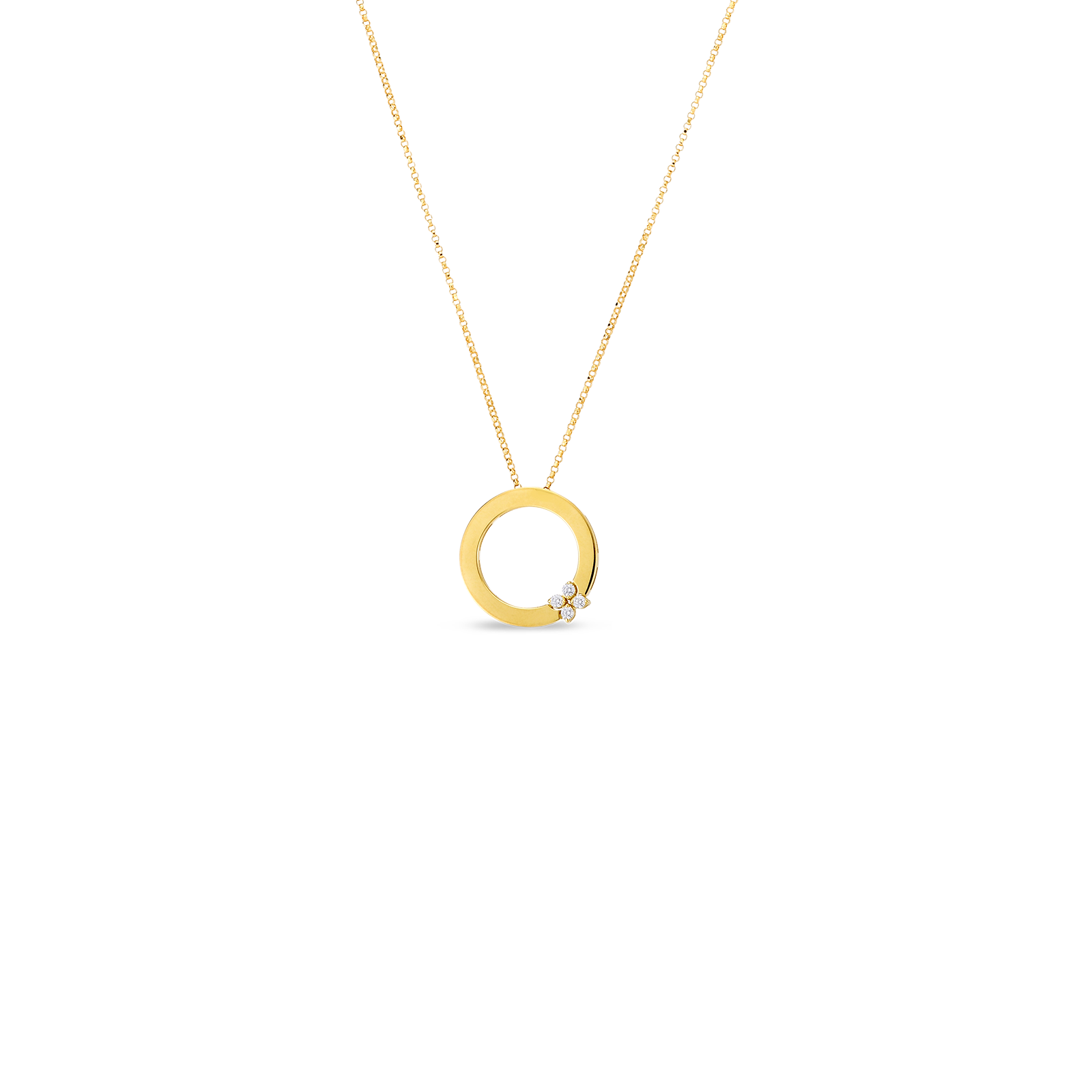 18K Yellow Gold Circle Diamond Pendant