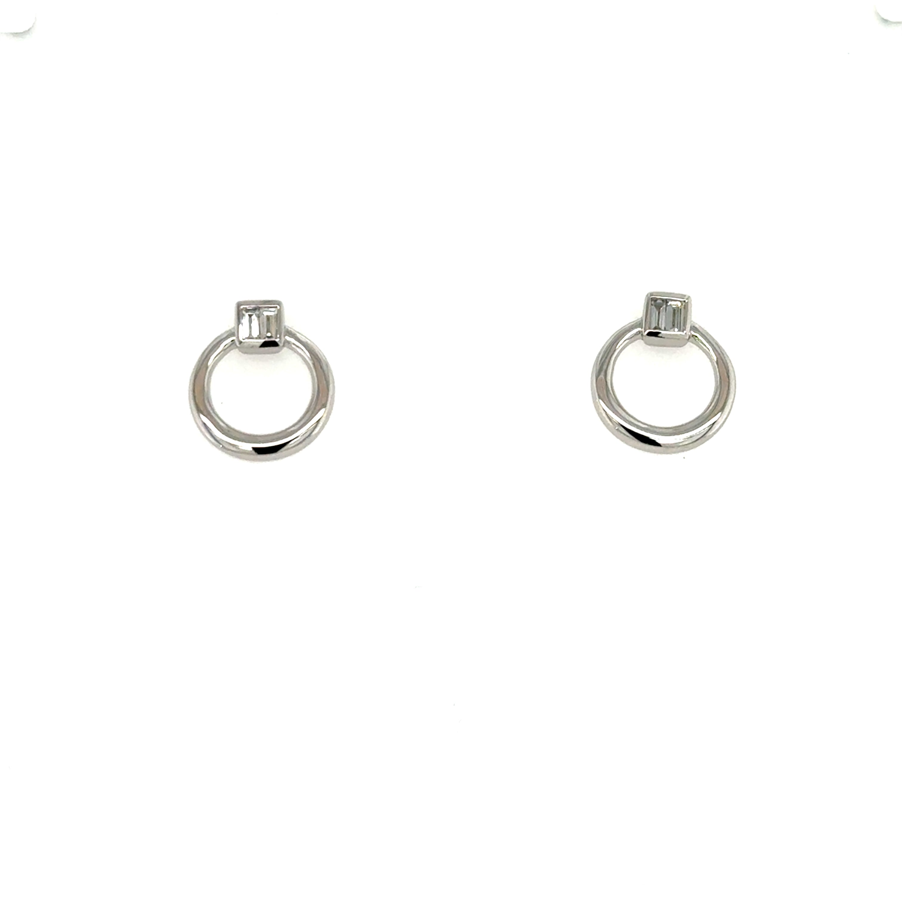 14k White Gold Button Diamond Earrings
