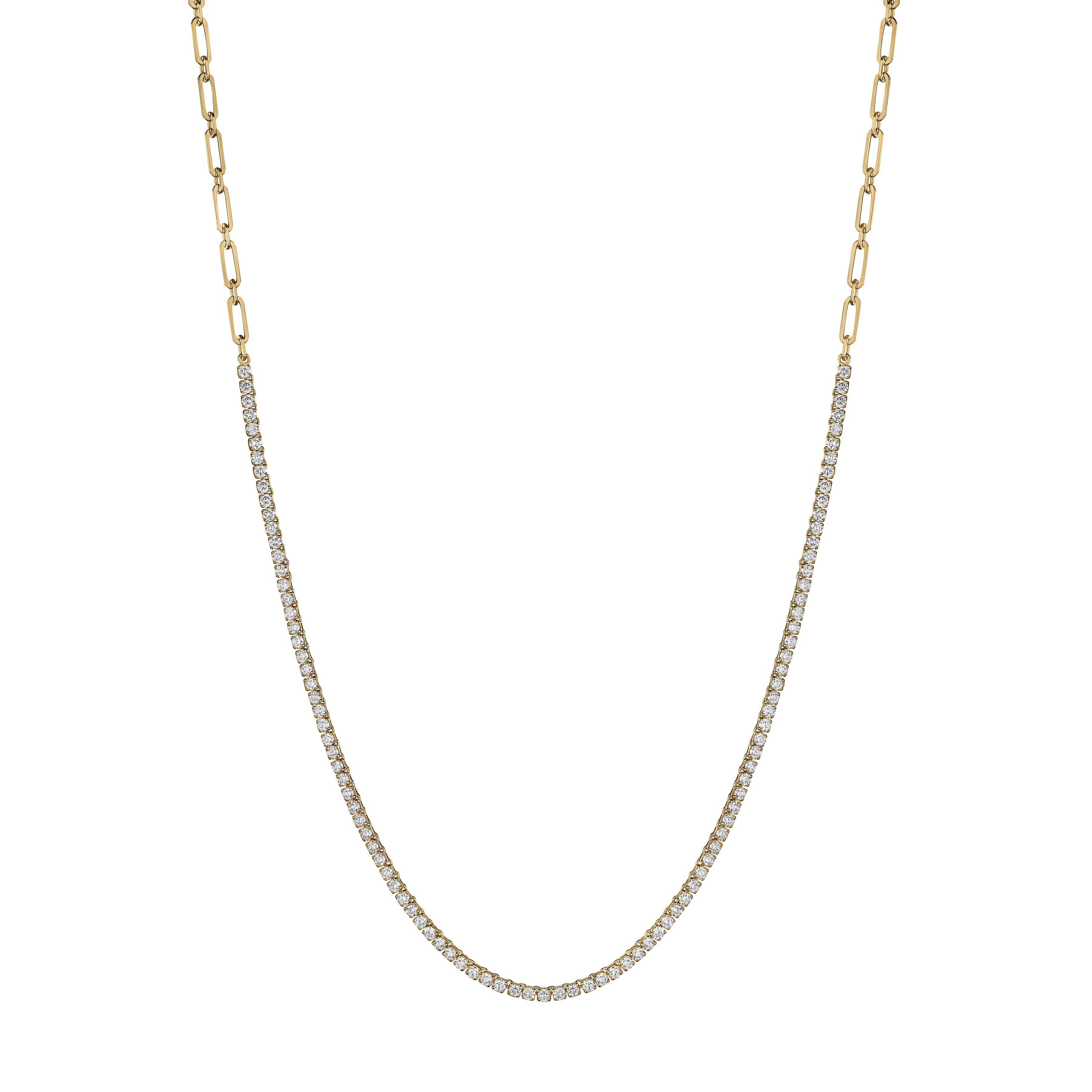 14k White Gold Half Tennis Necklace Diamond Pendant