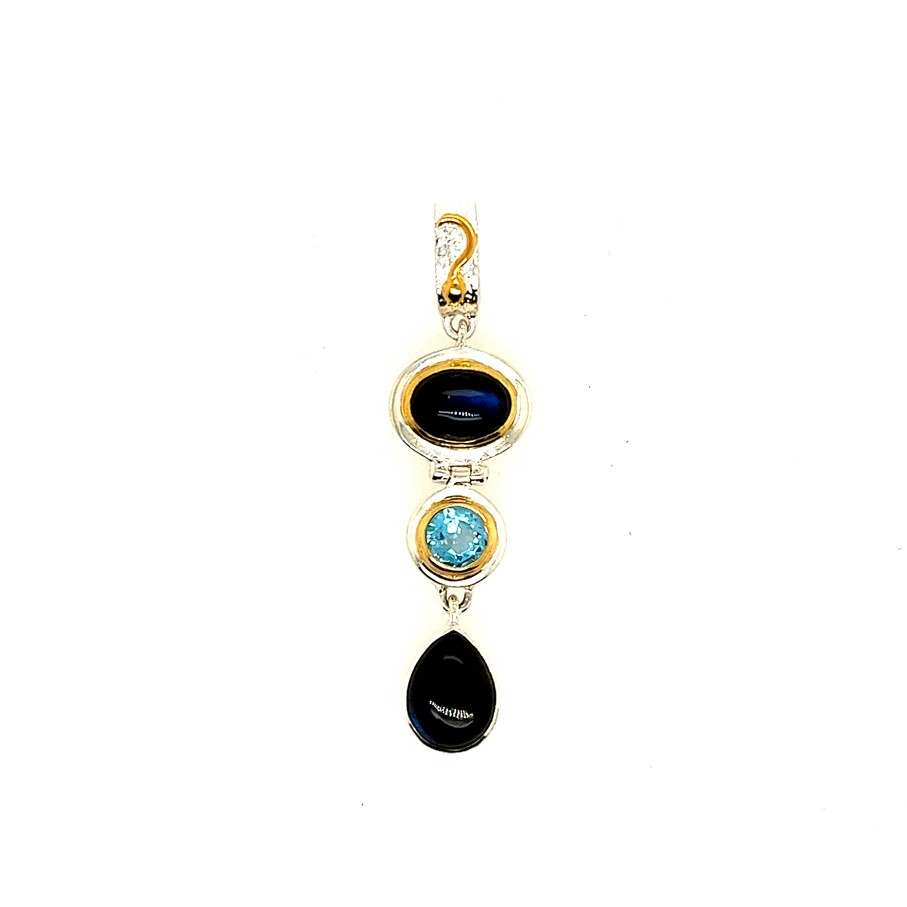 Sterling Silver And Vermeil Labradorites Pendant