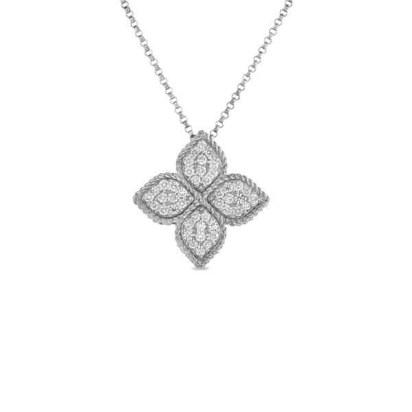 18k White Gold Flower Diamond Pendant