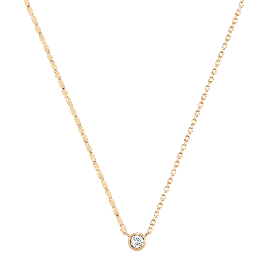 14K Yellow Gold Solitaire Diamond Pendant