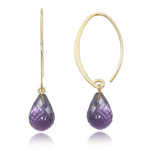 14K Yellow Gold Amethysts Earrings