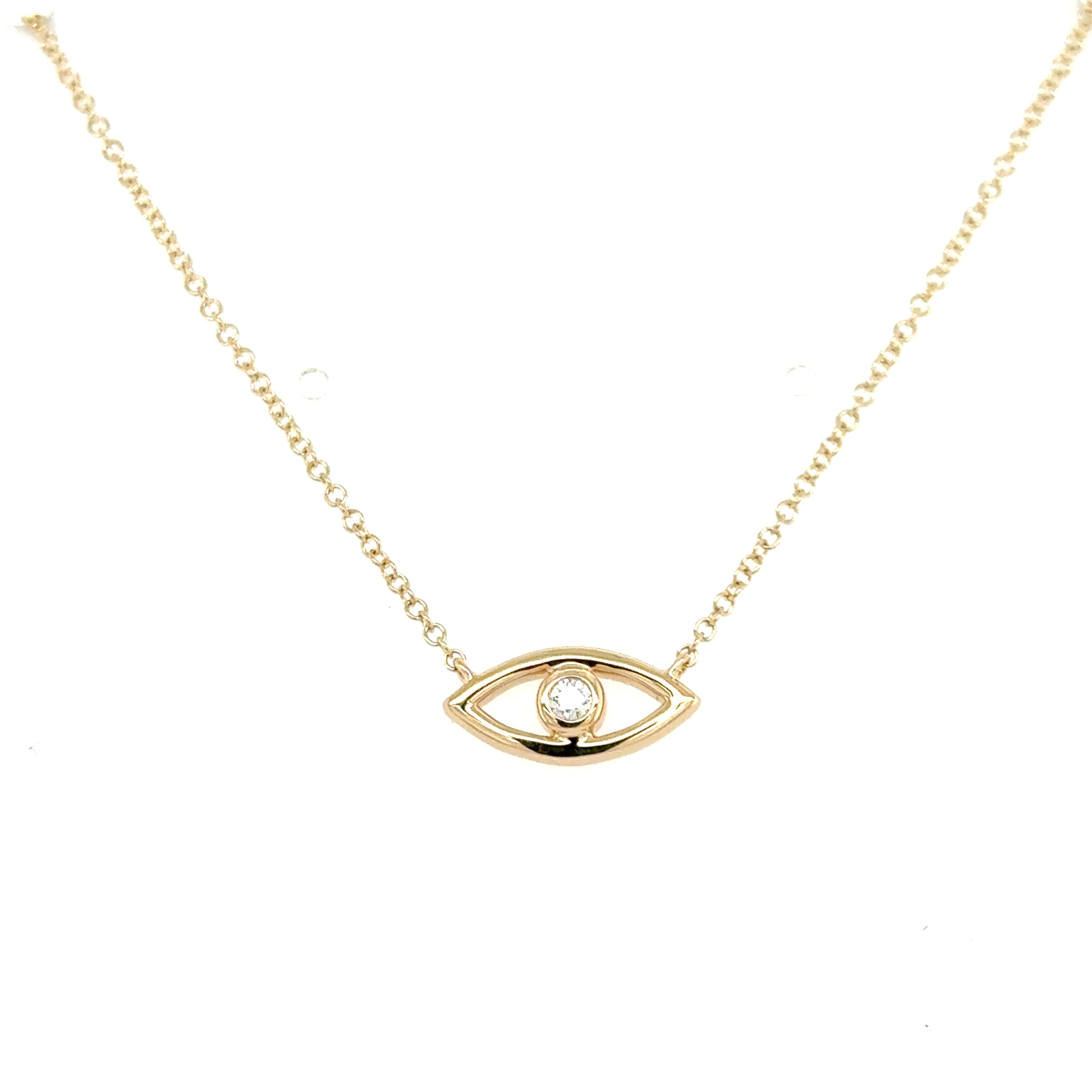 14K Yellow Gold Evil Eye Diamond Pendant