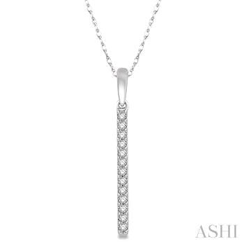 10K White Gold Bar Diamond Pendant