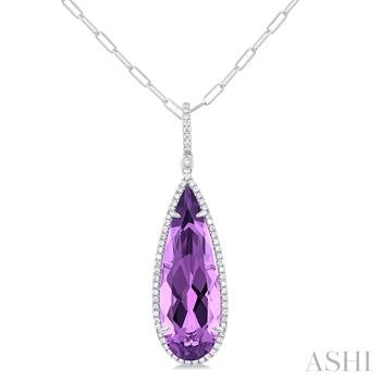 14k White Gold Amethyst Pendant