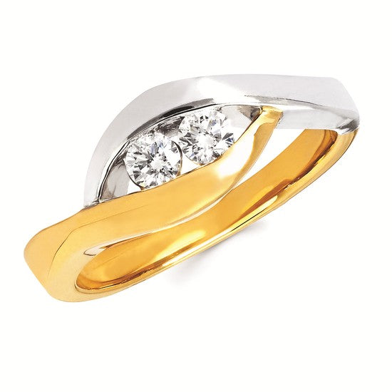 14K Yellow And White Gold 2 Stone Diamond Fashion Ring