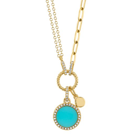 14K Yellow Gold Turquoise Necklace