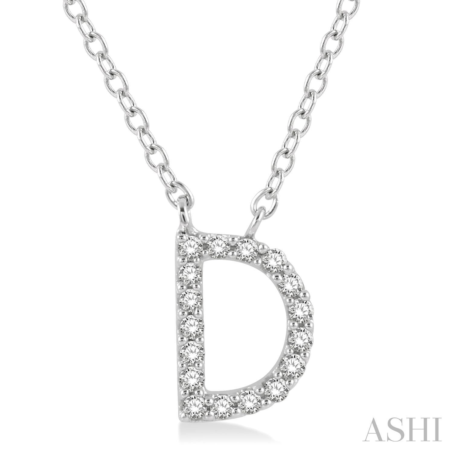 10K White Gold Initial D Diamond Pendant