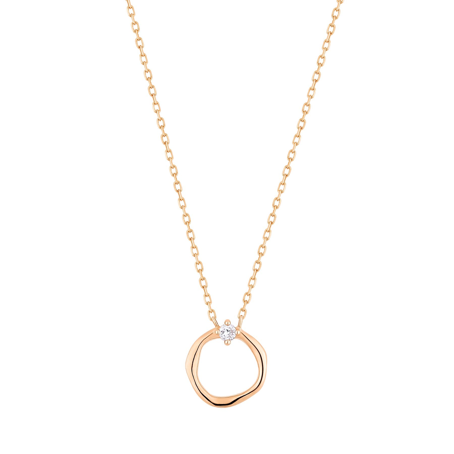 14K Yellow Gold Circle Diamond Pendant