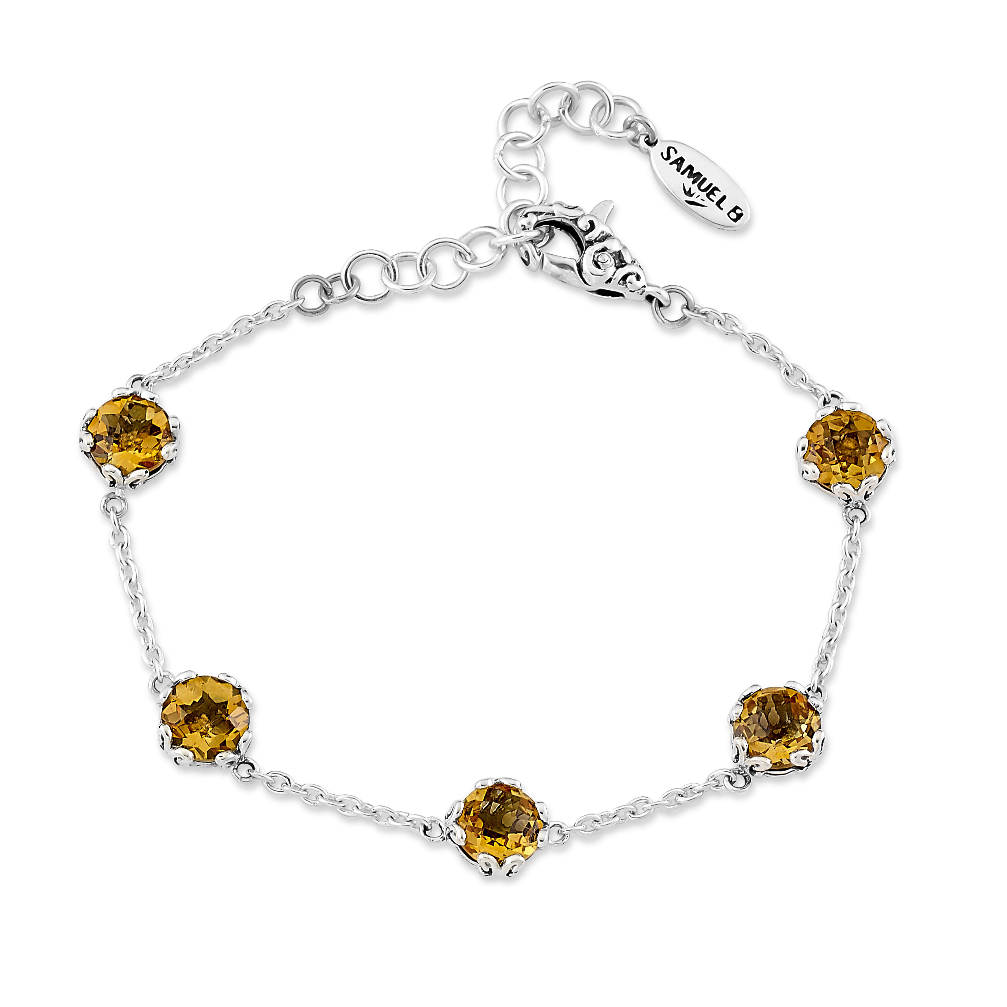 Sterling Silver Citrines Bracelet