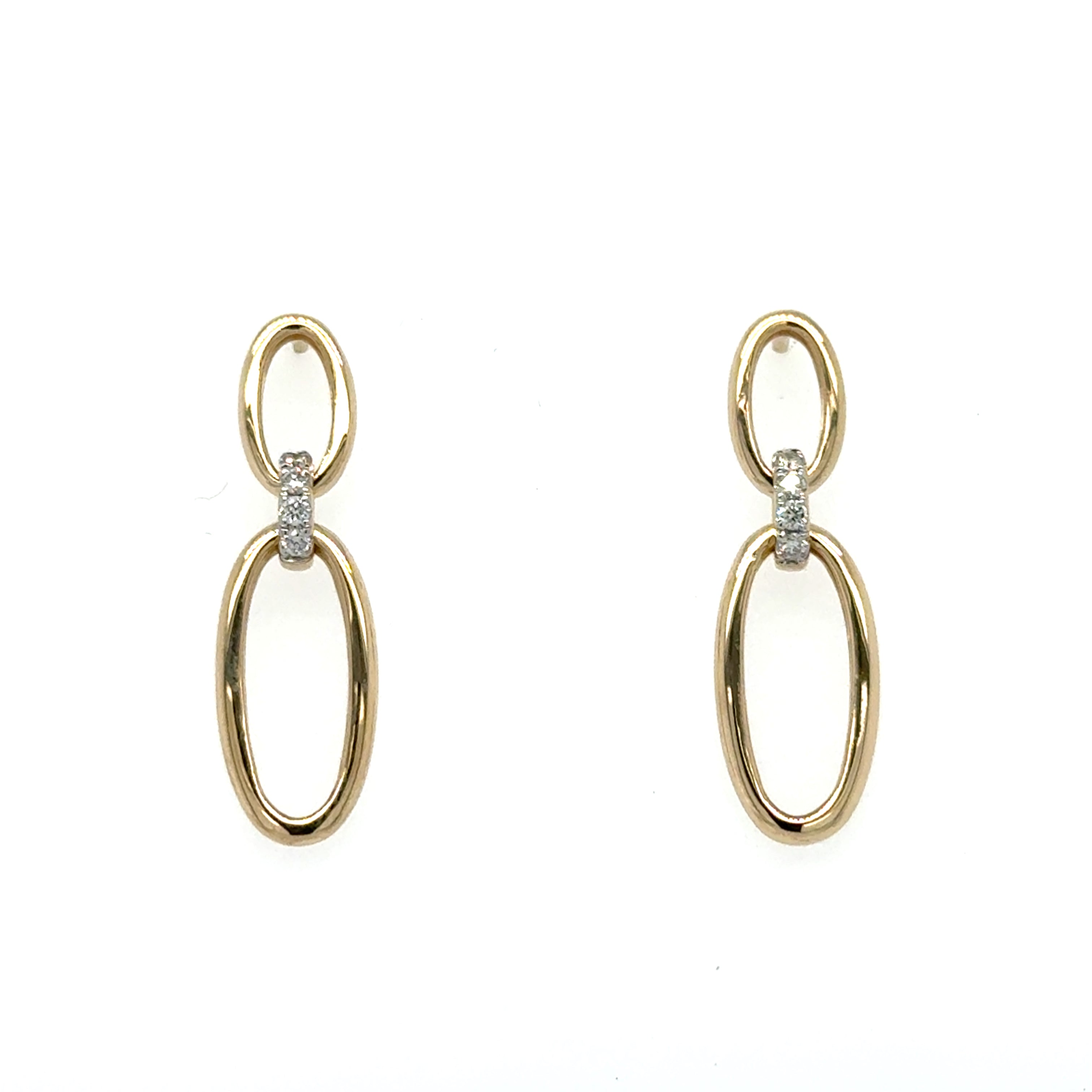 14K Yellow Gold Dangle Diamond Earrings