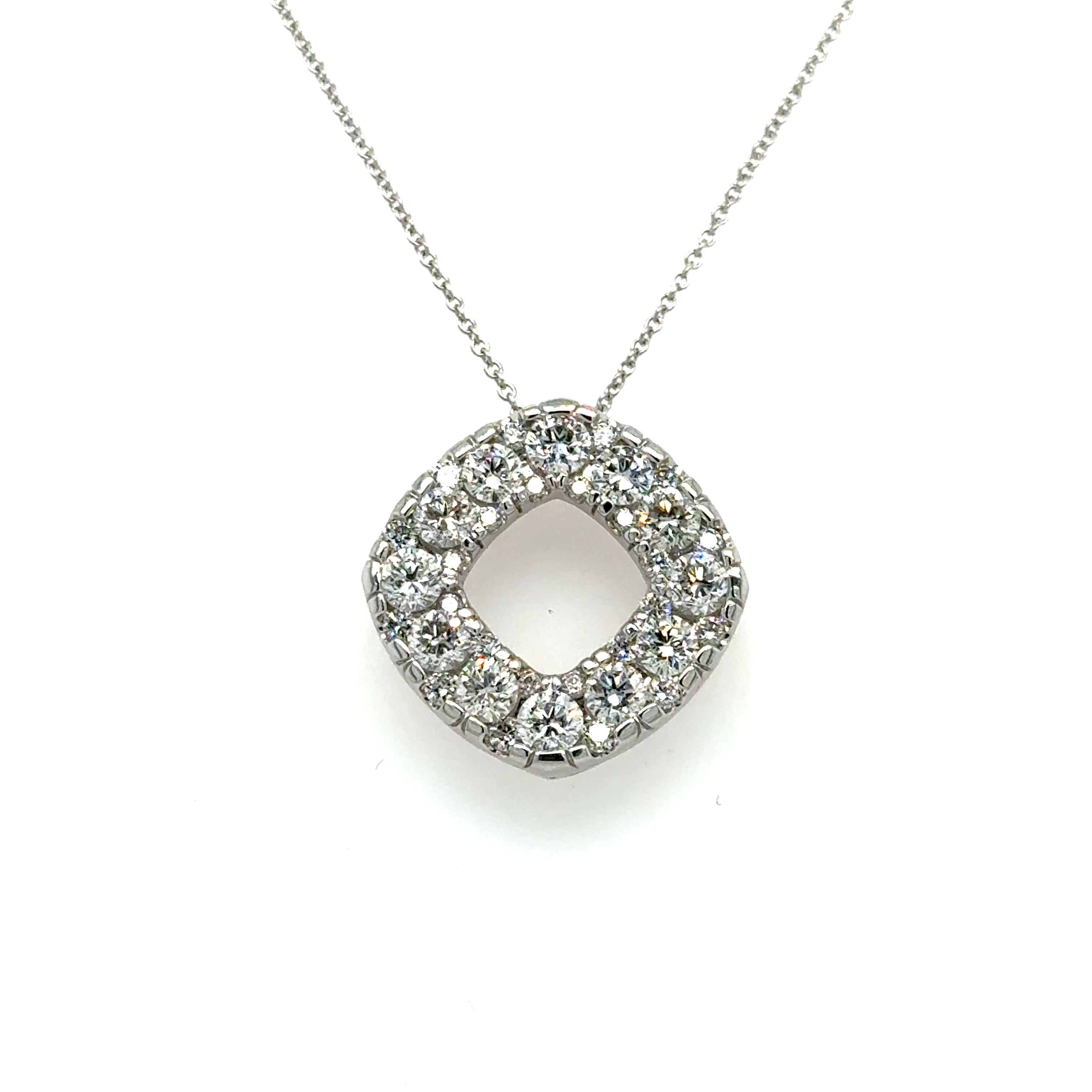 14k White Gold Drop Diamond Pendant