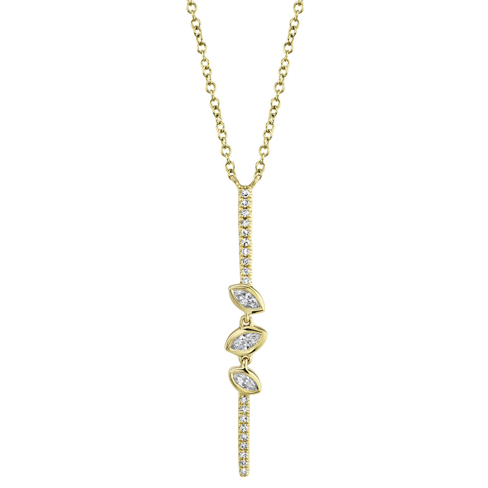 14K Yellow Gold Drop Diamond Pendant
