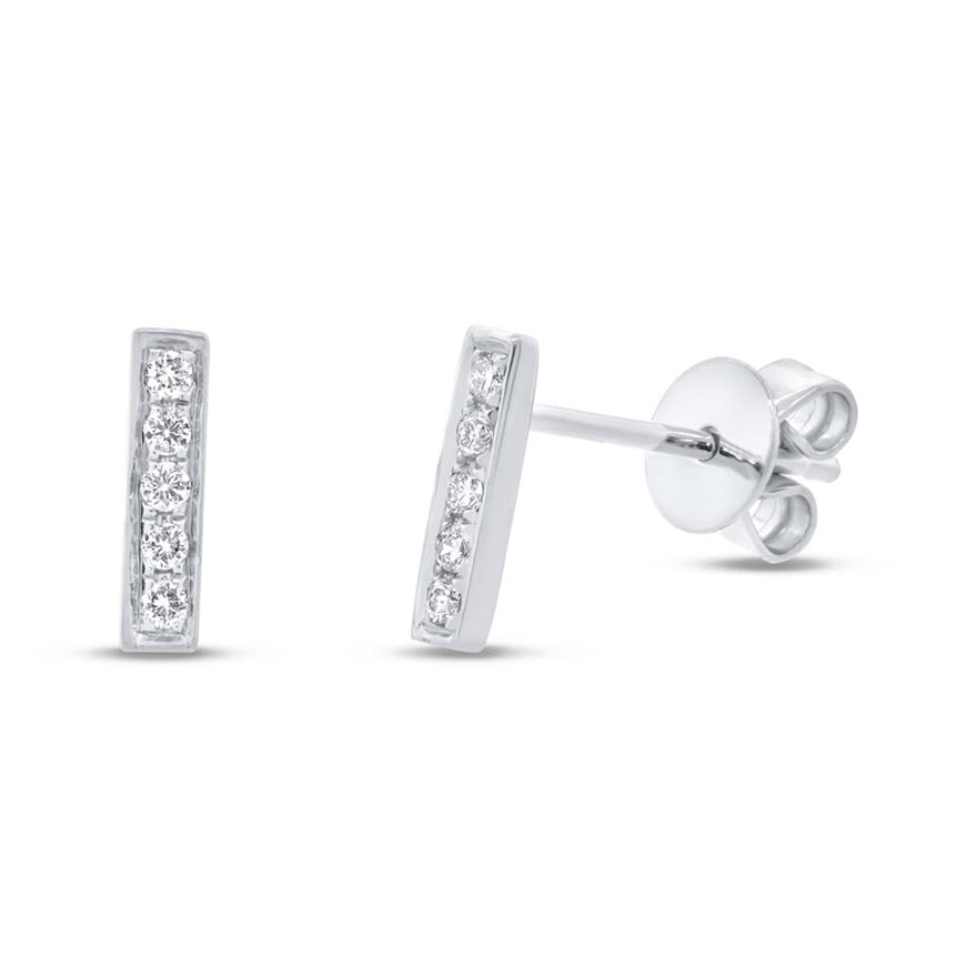 14k White Gold Bar Earrings