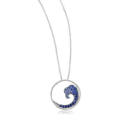 14k White Gold Sapphires Pendant