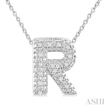 Sterling Silver Bubble Initial Diamond Pendant