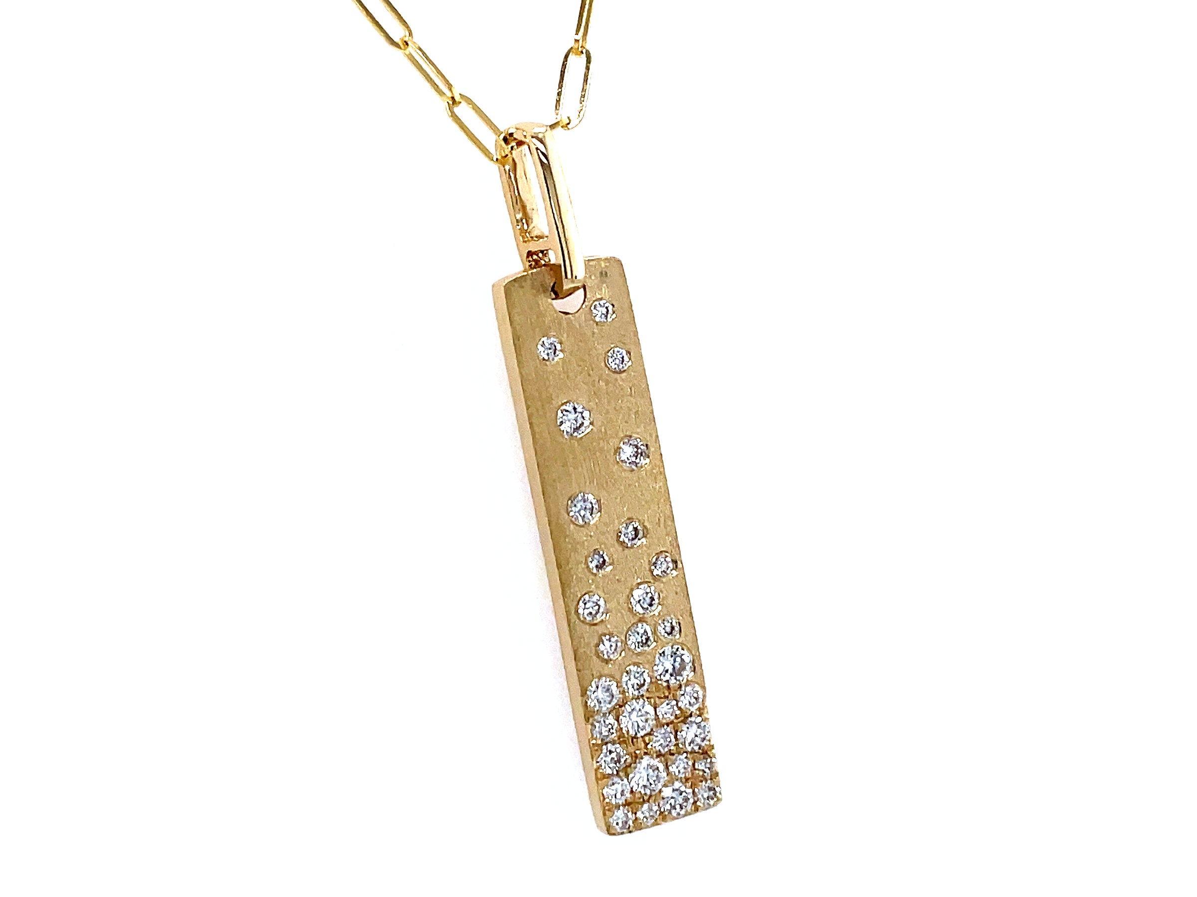 14K Yellow Gold Bar Diamond Pendant