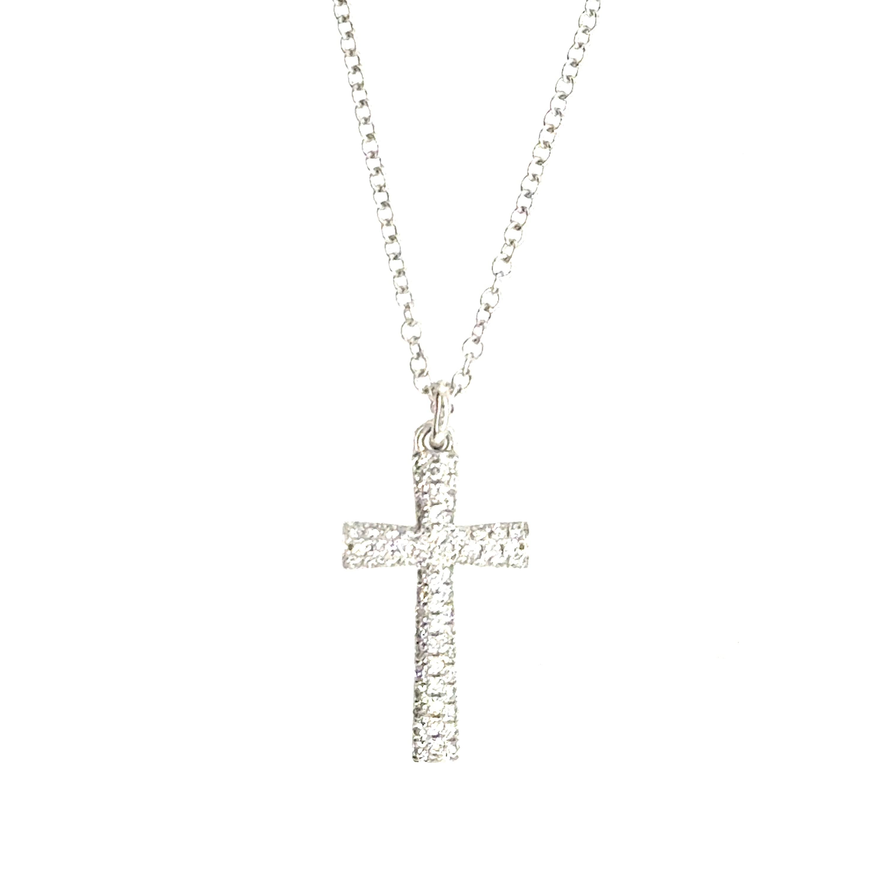 14k White Gold Cross Diamond Pendant