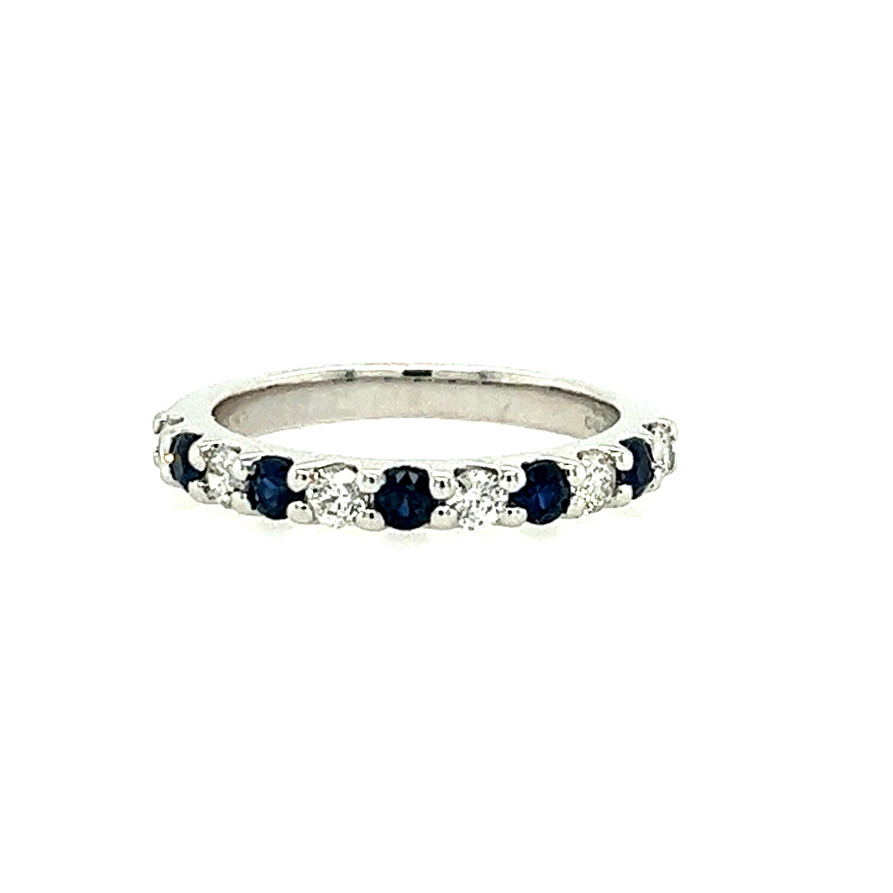 14k White Gold Lakeshore Diamond And Sapphire Ring