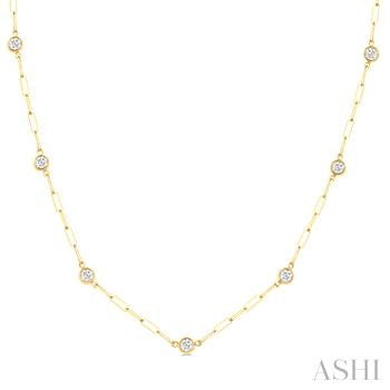 14K Yellow Gold Station Diamond Pendant