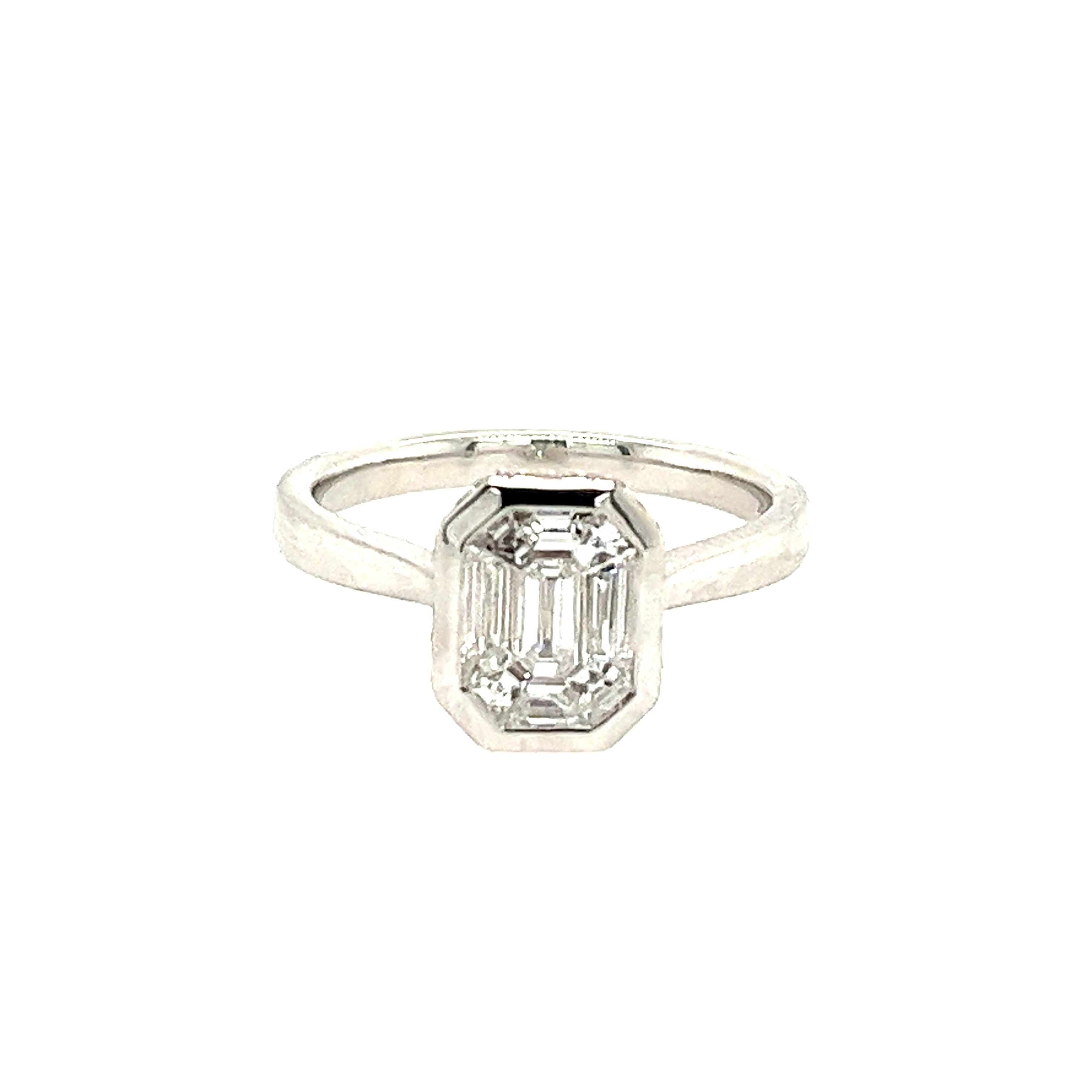 18k White Gold Hidden Halo Various Shapes Diamond Engagement Ring