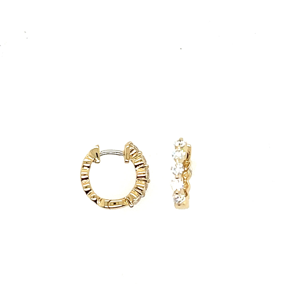 14K Yellow Gold Small Hoop Diamond Earrings - Dilamani