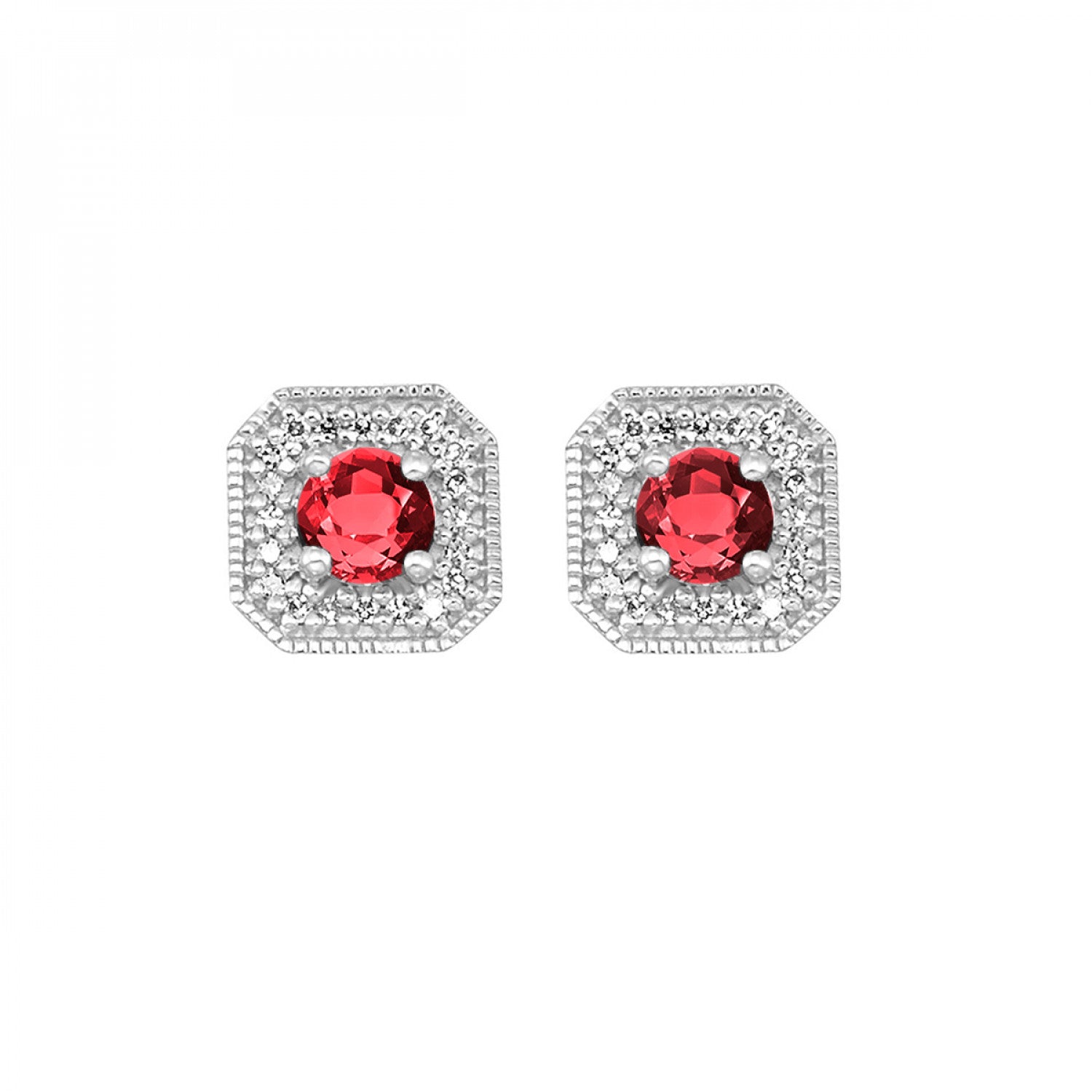 10K White Gold Garnets Earrings