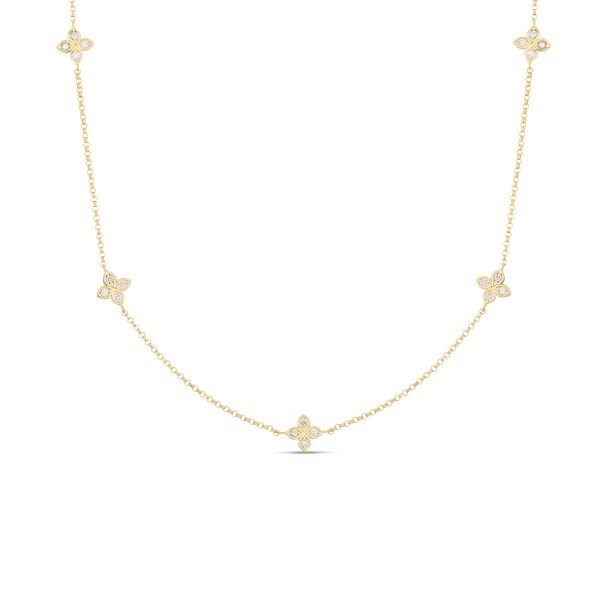 18K Yellow Gold Station Diamond Necklace