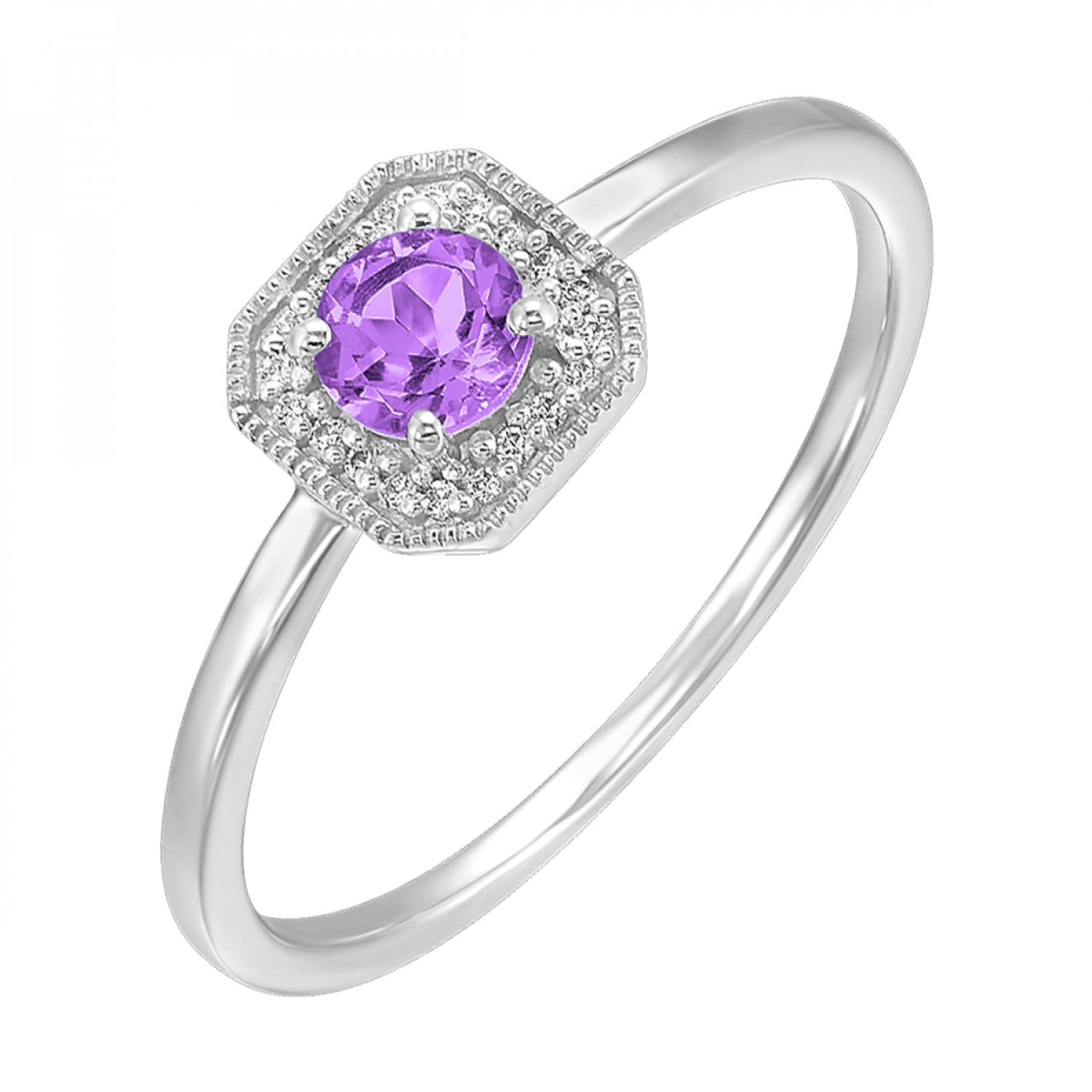 10K White Gold Amethyst Ring