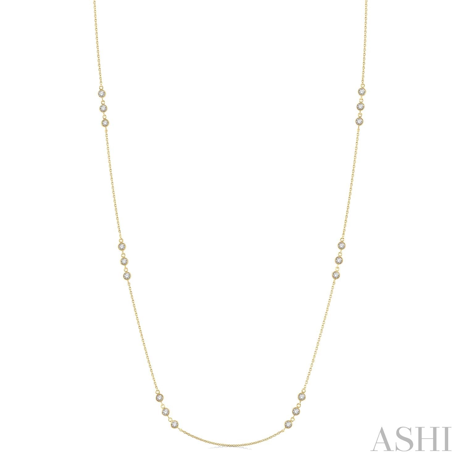 14K Yellow Gold Station Diamond Pendant