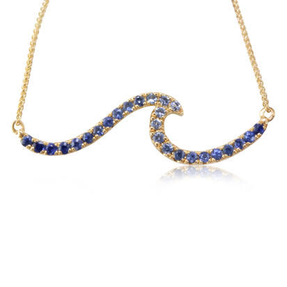 14K Yellow Gold Sapphires Pendant