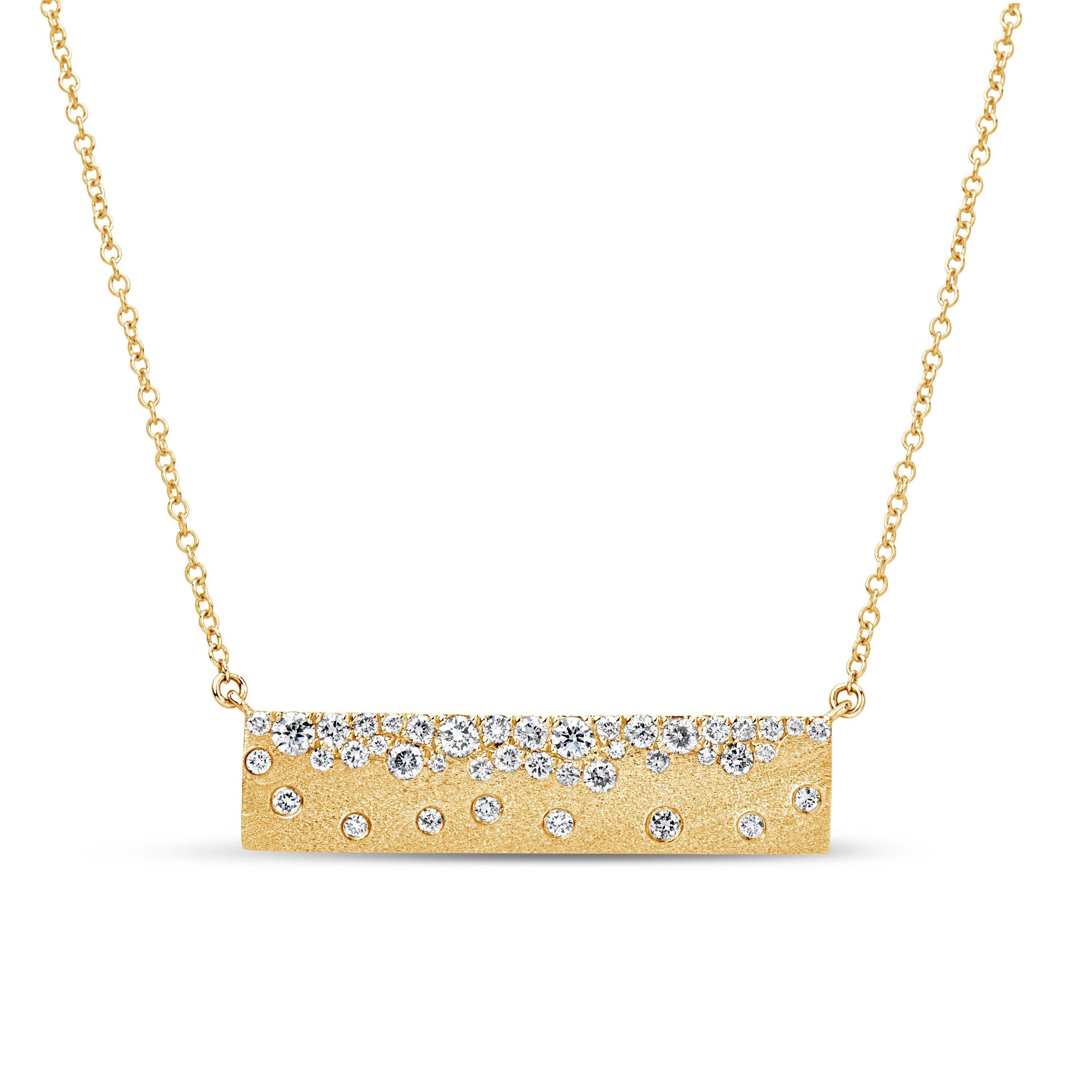 14K Yellow Gold Bar Diamond Pendant