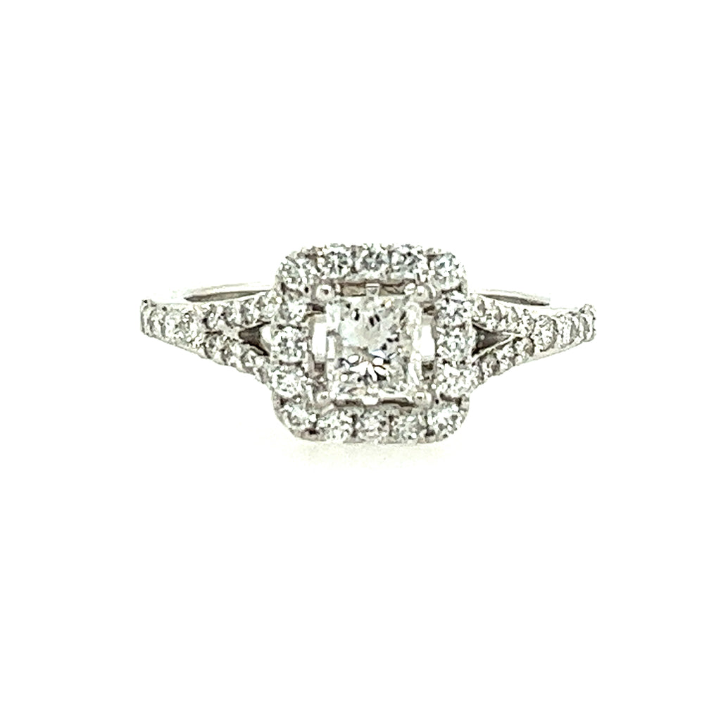 14k White Gold Halo Princess Lakeshore Diamond Engagement Ring - Lakeshore Diamonds