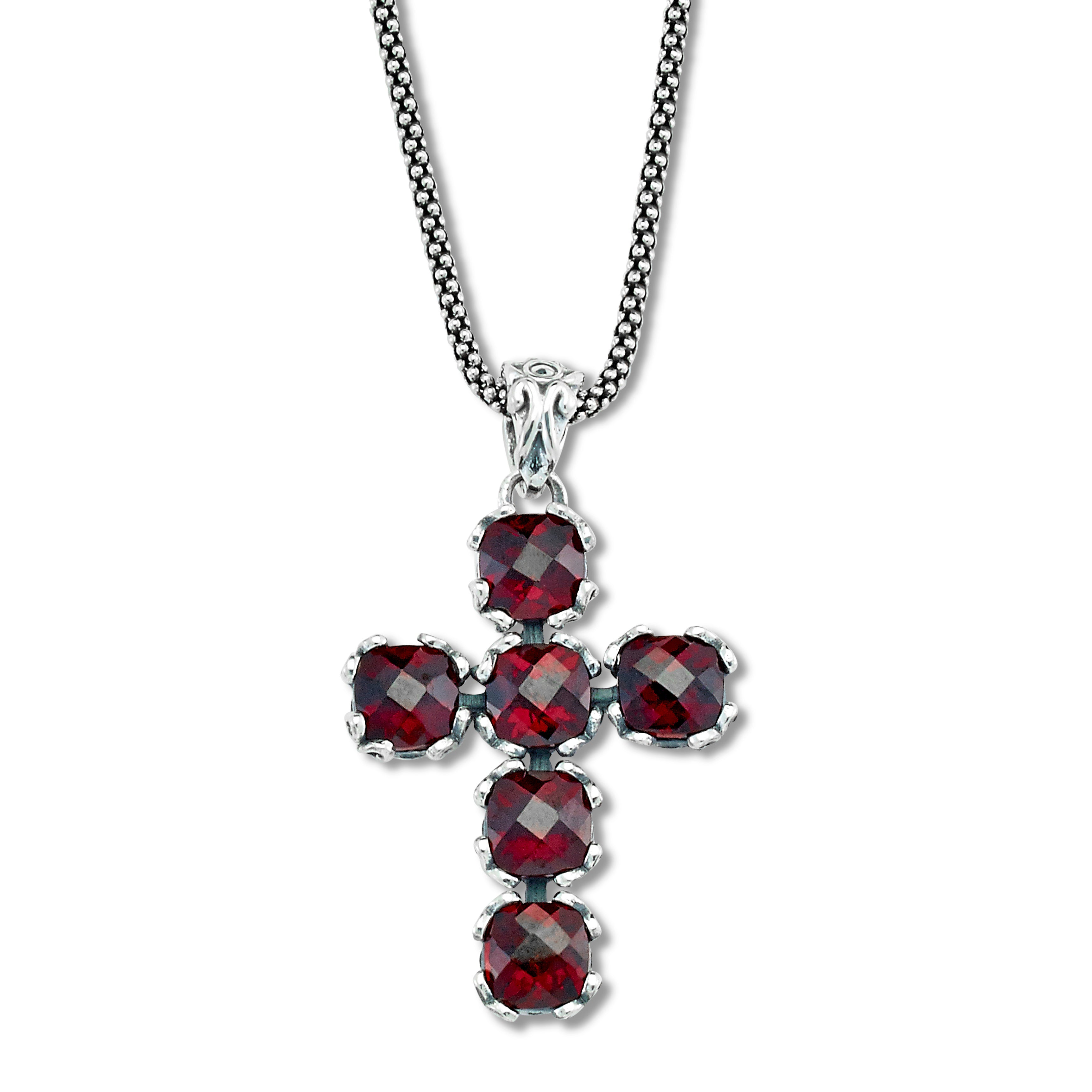 Sterling Silver Garnets Pendant