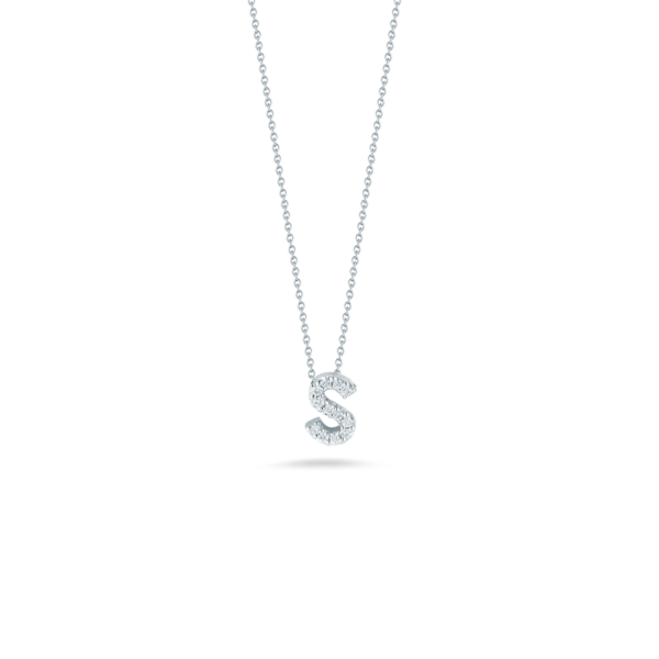 18k White Gold Letter S Diamond Necklace
