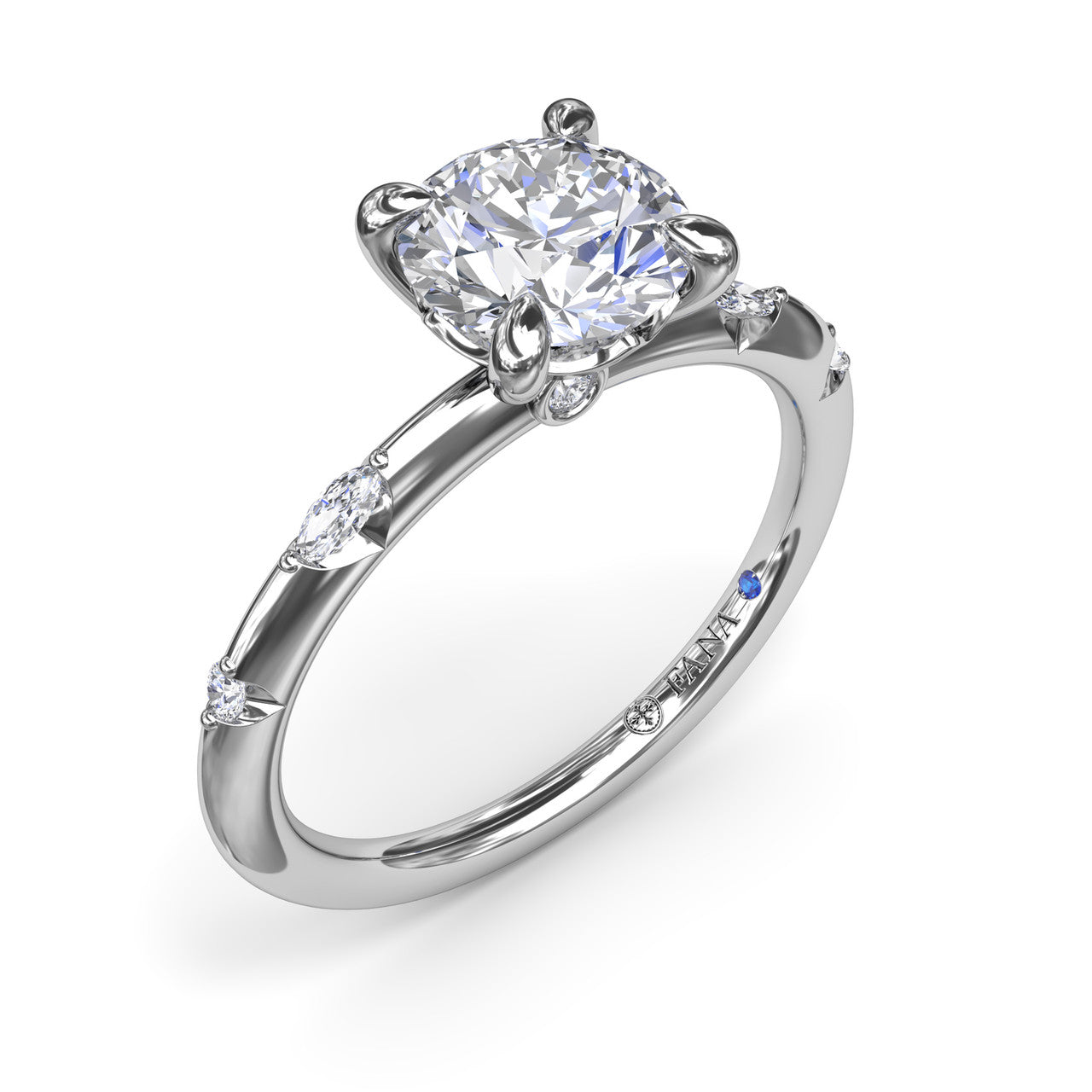 14k White Gold Modern Semi-Mount 
*center stone not included