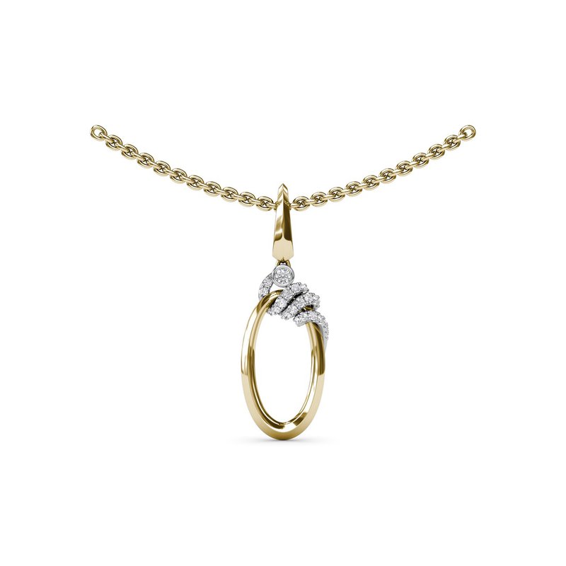 18K Yellow And White Gold Drop Diamond Pendant