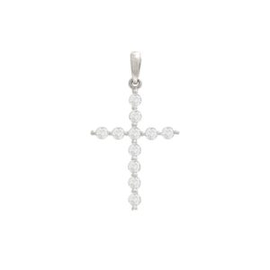 14k White Gold Cross Diamond Pendant