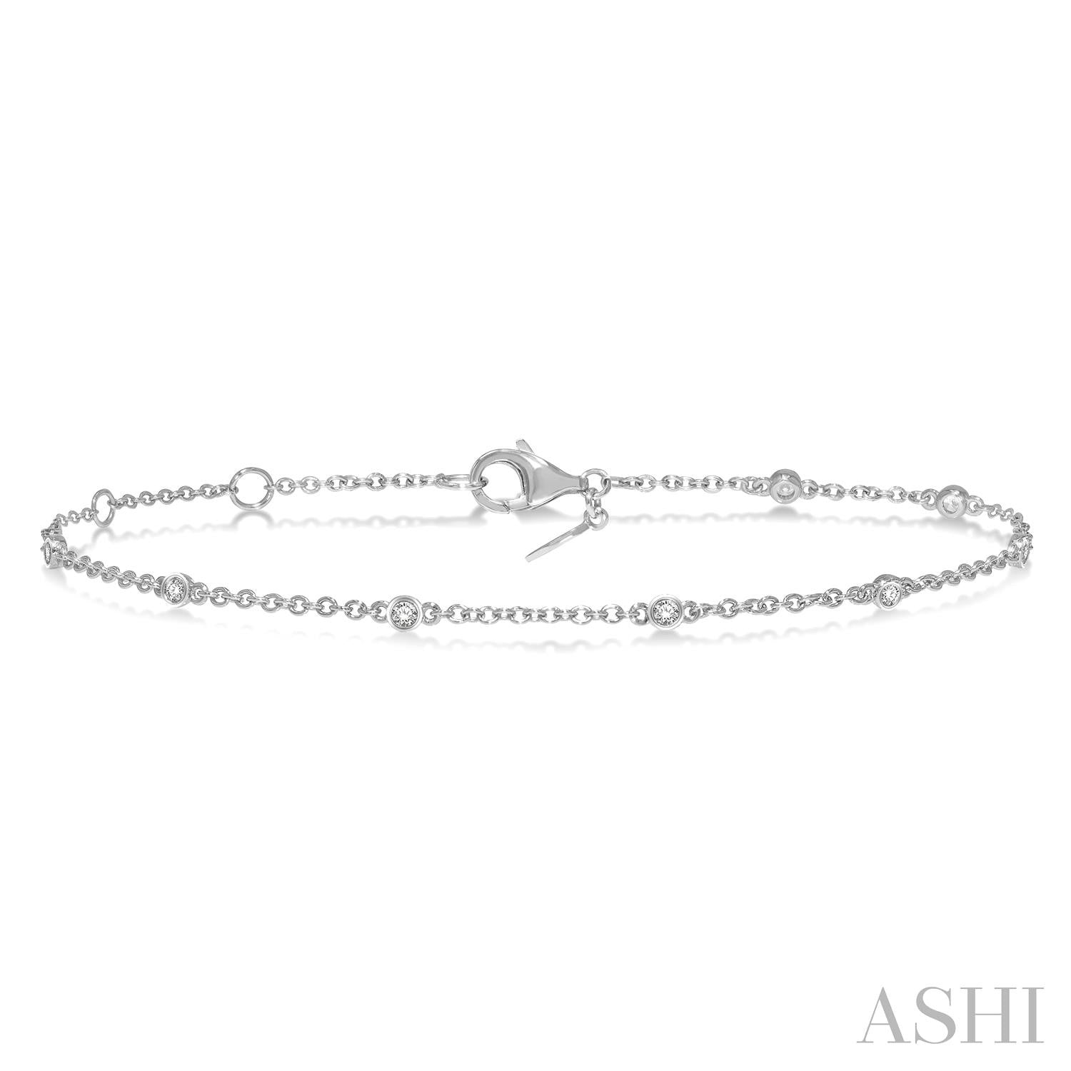 10K White Gold Diamond Station Bracelet