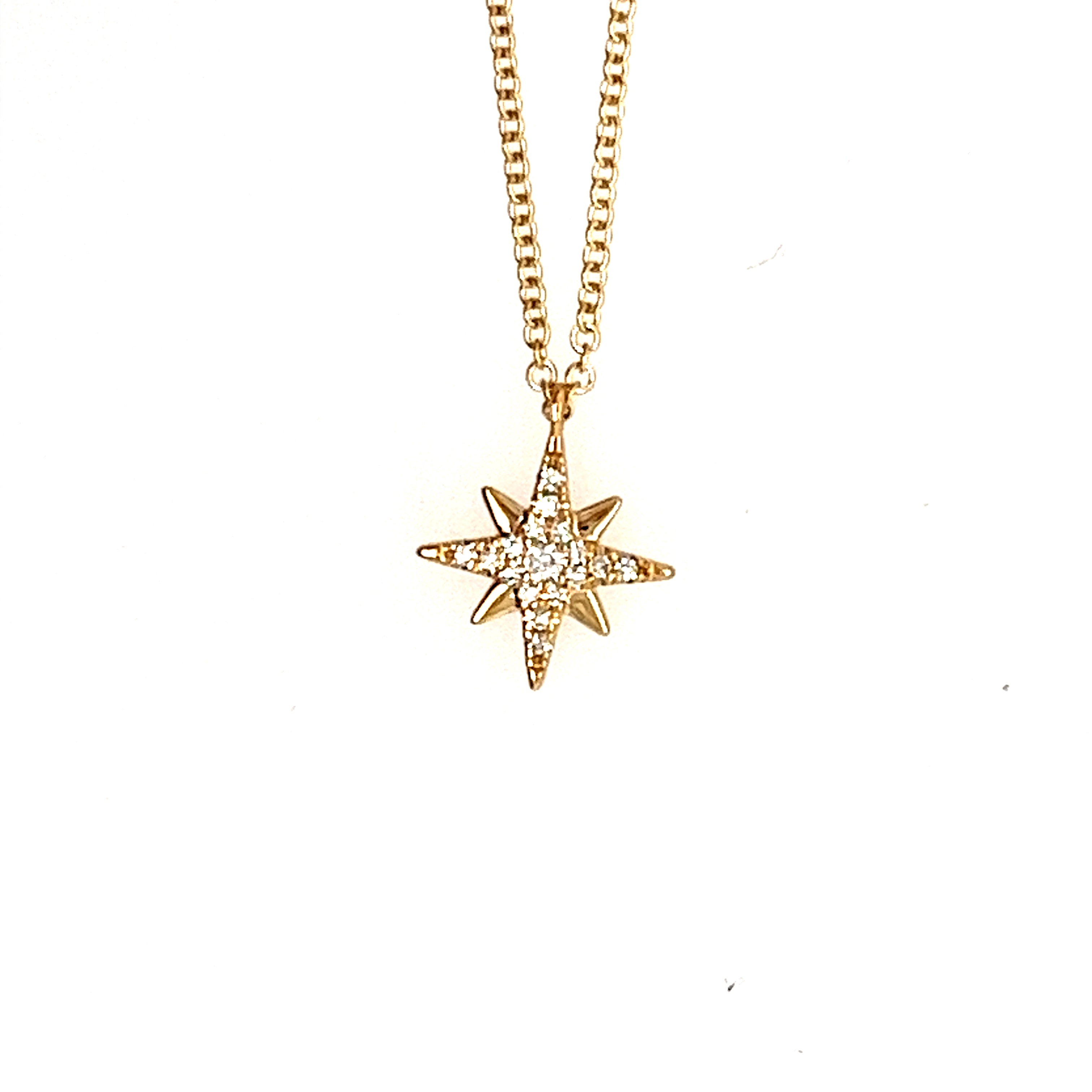 14K Yellow Gold Star Diamond Pendant - Shy Creation