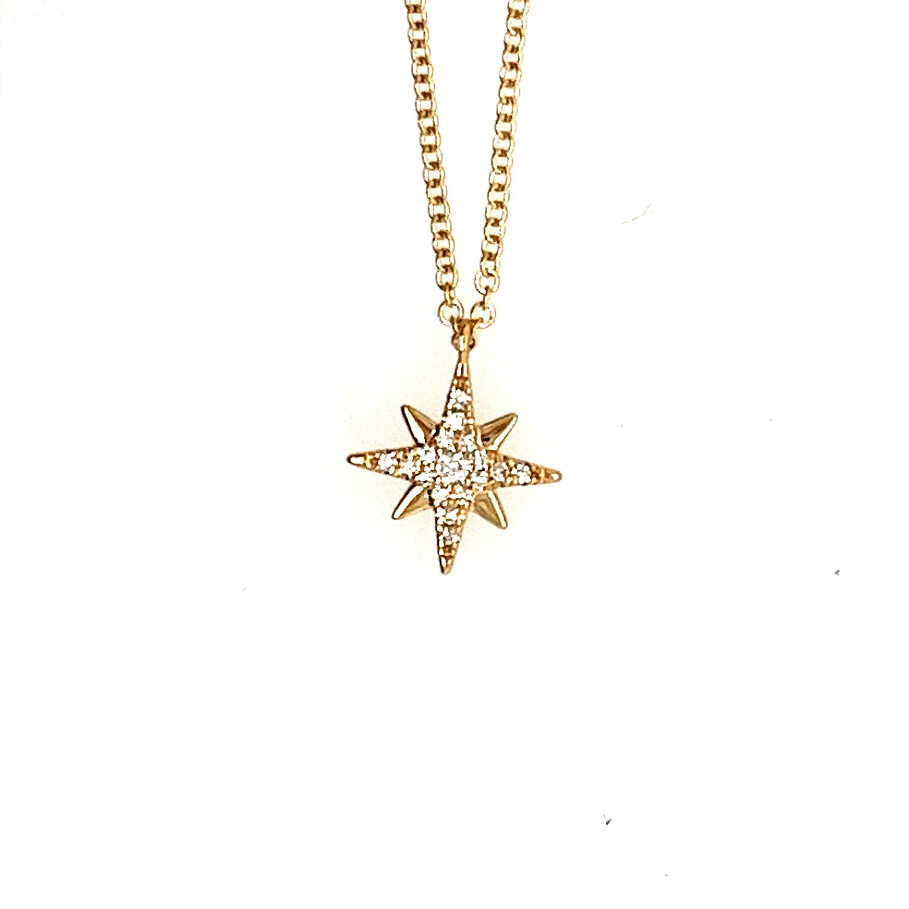 14K Yellow Gold Star Diamond Pendant