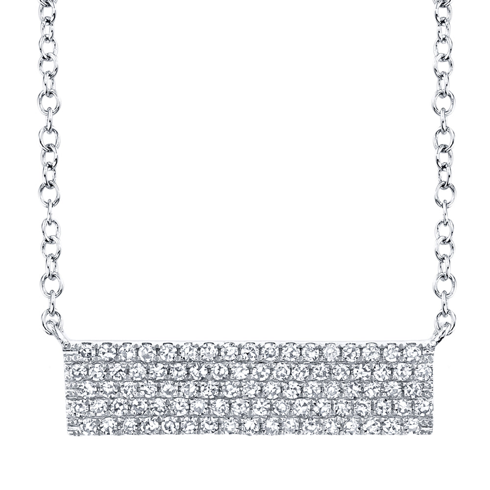 14k White Gold Bar Diamond Pendant