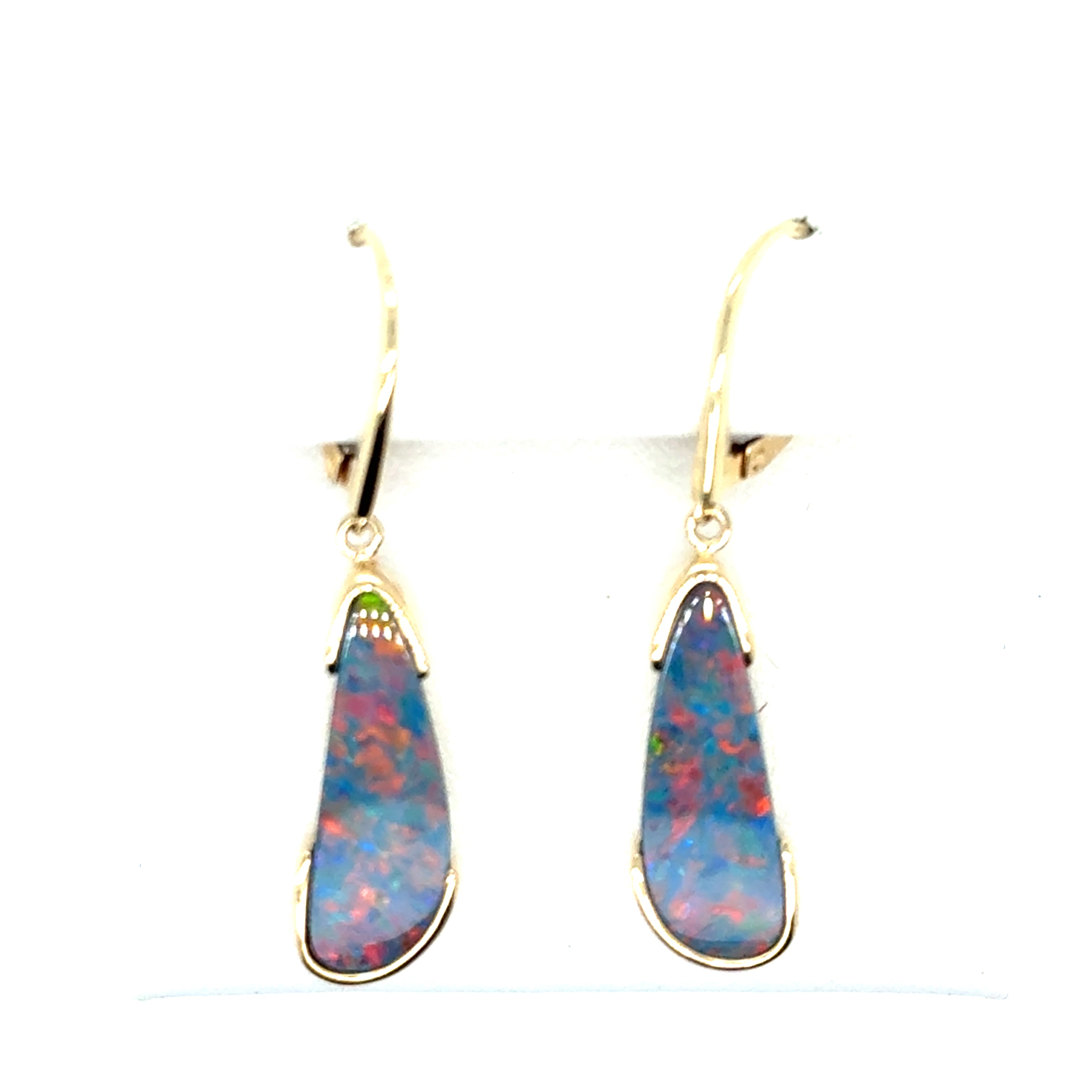 14K Yellow Gold Opals Earrings