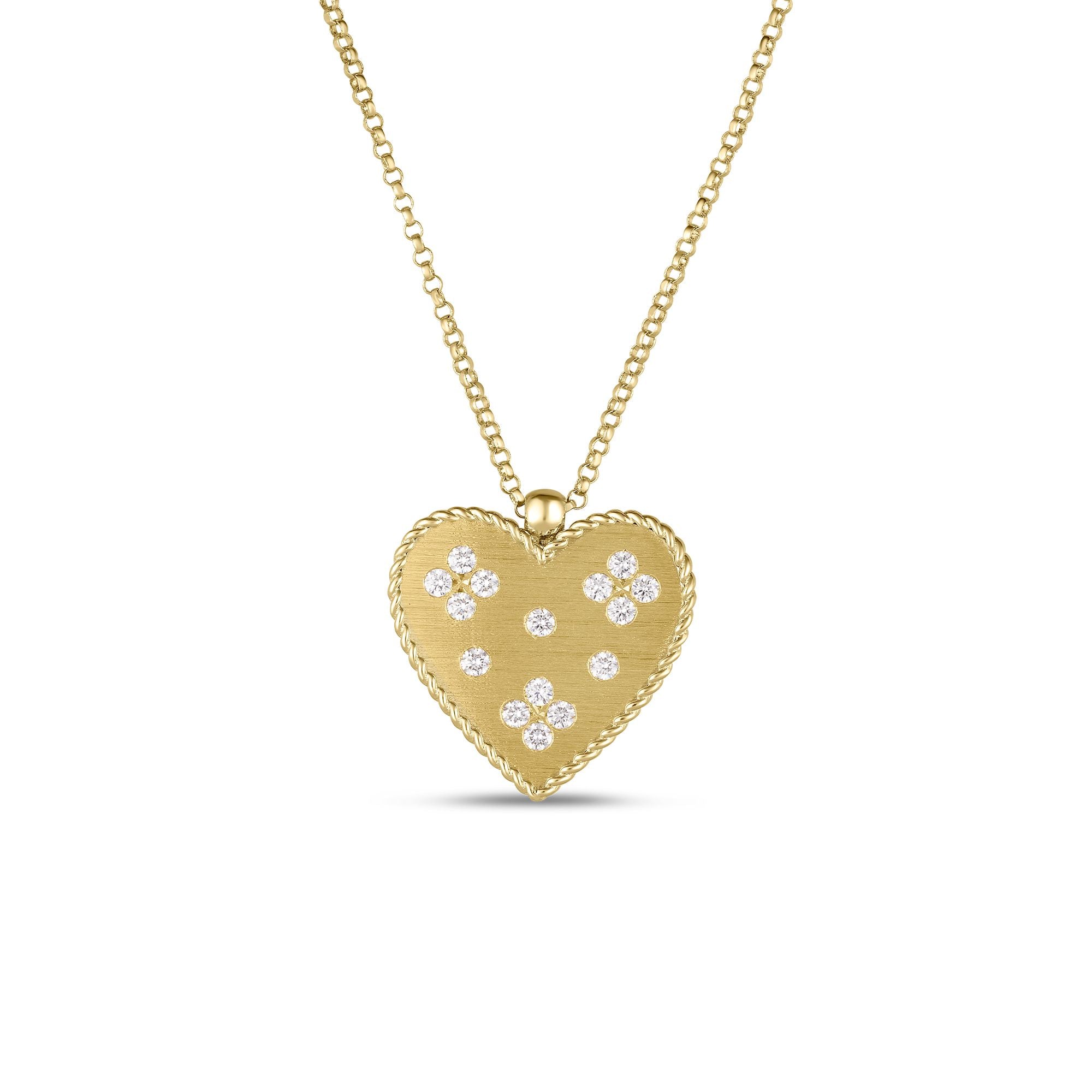 18K Yellow Gold Heart Diamond Pendant