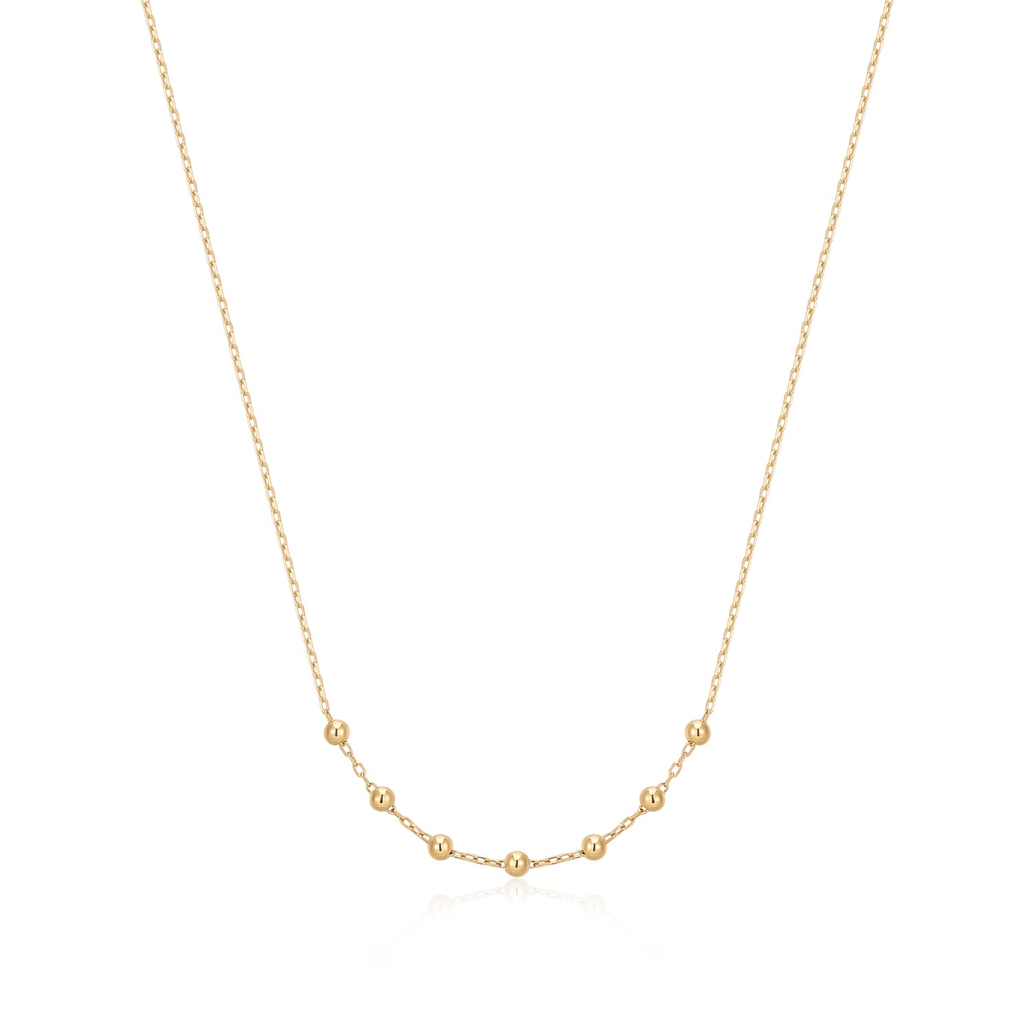 14K Yellow Gold Beaded Necklace