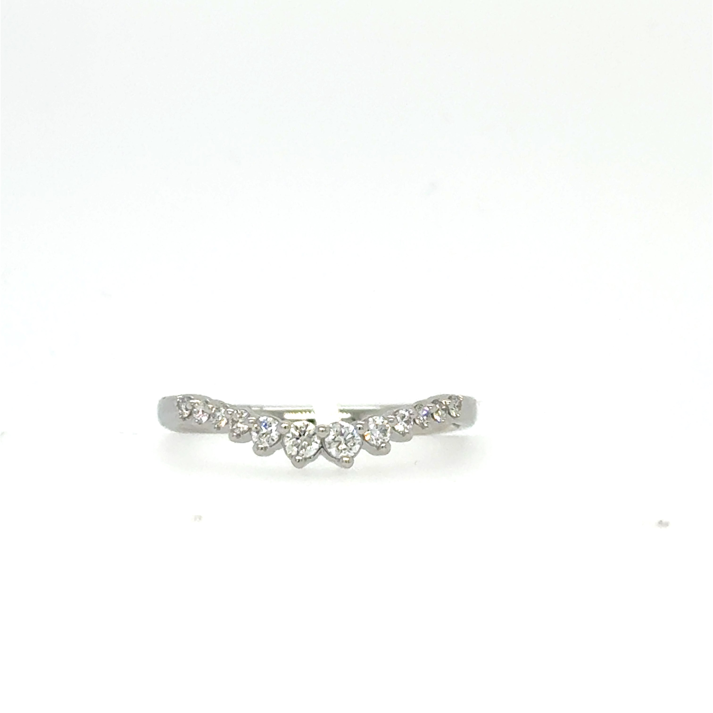 14k White Gold Curve Band Diamond Wedding Band